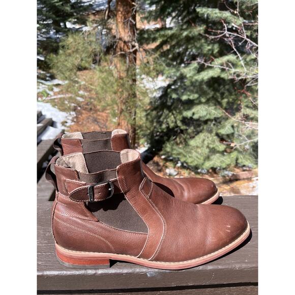 Florsheim Brown Ankle Leather Boots with Buckle Men’s Size 11 D 15104-200 - Picture 1 of 9